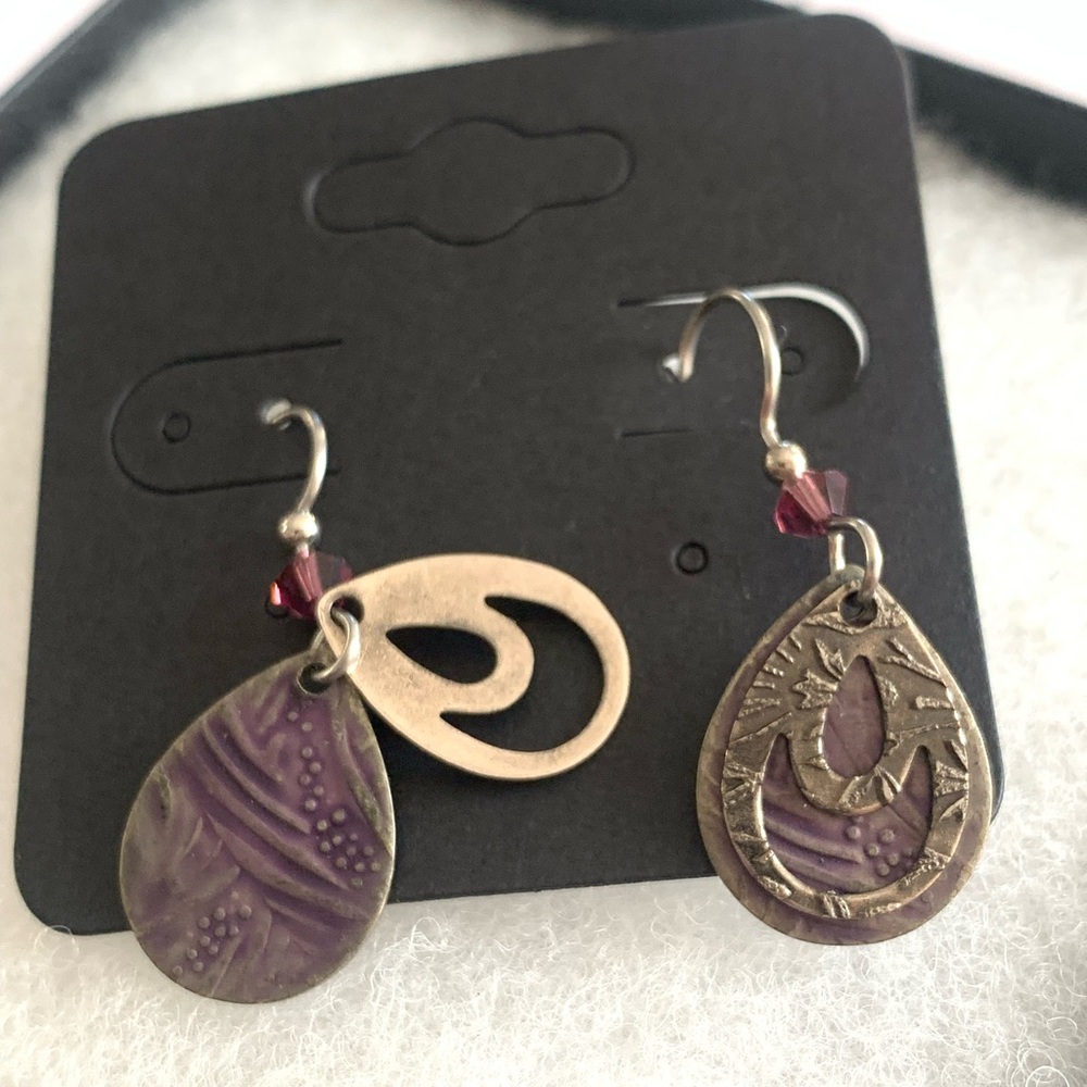 Purple Teardrop Dangle Earrings - Women Jewelry - Picture 8 of 11